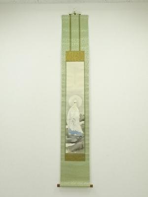 岸本圭逸筆　如来図　肉筆絹本掛軸（共箱）